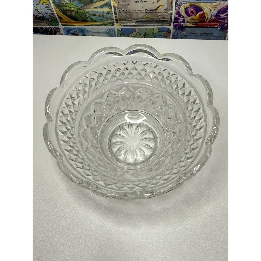 Vintage Clear Cut Crystal Candy Dish Scalloped‎ Bowl 3x5